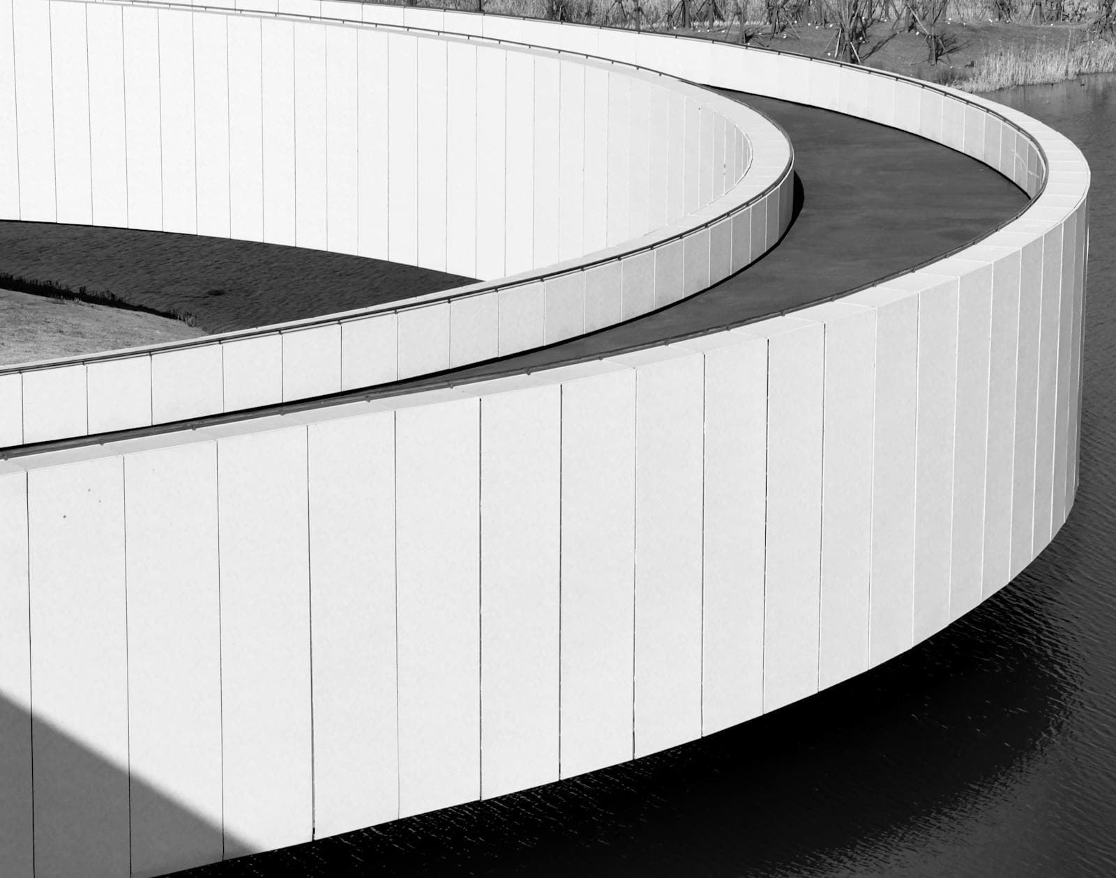 Black-and-white construction structure